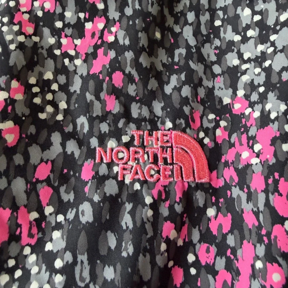 The North Face Delea Insulated Jacket Girls XL HyVent Hooded Pink Gray Scatter